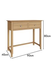 FWStyle Natural Oak 2 Drawer Dressing Table Large Bedroom Furniture Modern in Brown - thumbnail 5