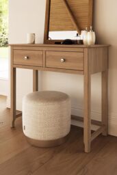 FWStyle Natural Oak 2 Drawer Dressing Table Large Bedroom Furniture Modern in Brown