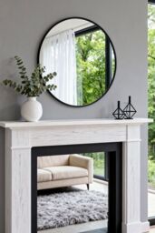 Living and Home 40cm Black Round Bathroom Mirror, Anti-Fog & Explosion-Proof Aluminium Frame - thumbnail 2