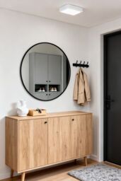 Living and Home 40cm Black Round Bathroom Mirror, Anti-Fog & Explosion-Proof Aluminium Frame - thumbnail 3