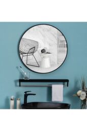 Living and Home 40cm Black Round Bathroom Mirror, Anti-Fog & Explosion-Proof Aluminium Frame - thumbnail 6