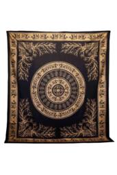 KDMD Elephant Jungle Double Cotton Bedspread & Wall Hanging - Black Gold - thumbnail 1