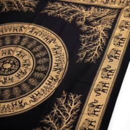 KDMD Elephant Jungle Double Cotton Bedspread & Wall Hanging - Black Gold - thumbnail 2