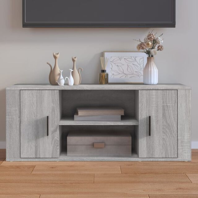 Berkfield Home TV Cabinet Grey Sonoma 100x35x40 cm Engineered Wood - Size: 100 x 35 x 40 cm - image 1