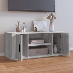 Berkfield Home TV Cabinet Grey Sonoma 100x35x40 cm Engineered Wood - Size: 100 x 35 x 40 cm - thumbnail 3