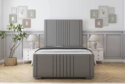 "Comfort Beds Royal Dumfries Bed Frame - 50"" Upholstered Headboard in Light Grey - Size: Double" - thumbnail 2