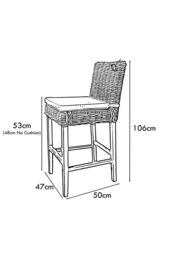 FWStyle Set Of 2 Grey Wash Solid Pine Rattan Bar Chairs - thumbnail 4