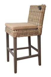 FWStyle Set Of 2 Grey Wash Solid Pine Rattan Bar Chairs - thumbnail 3