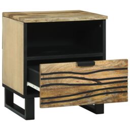 Berkfield Home Bedside Cabinet - 40 x 33 x 46 cm, Solid Mango Wood in Brown - Size: 40 x 33 x 46 cm - thumbnail 2
