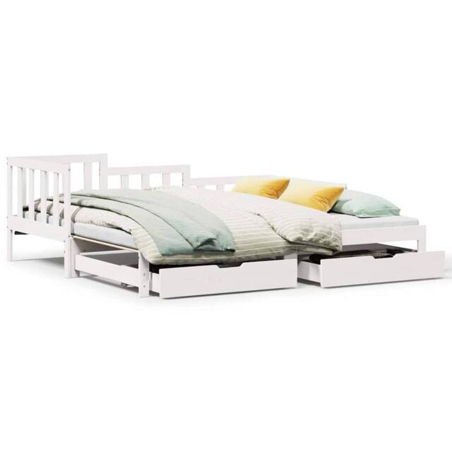 Berkfield Home Daybed with Trundle & Drawers Frame White 90x190 cm Single - image 1