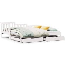 Berkfield Home Daybed with Trundle & Drawers Frame White 90x190 cm Single - thumbnail 1