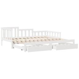 Berkfield Home Daybed with Trundle & Drawers Frame White 90x190 cm Single - thumbnail 3