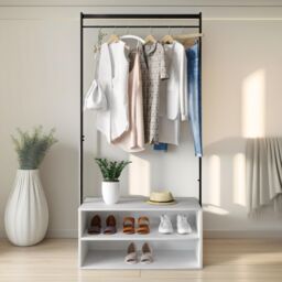 Pirlo Plush Coat Rack Stand With 2 Storage Shelves Hallway Furniture in White - thumbnail 2