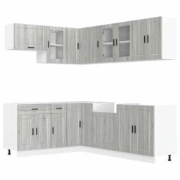 Berkfield Home Elegant 11 Piece Kitchen Cabinet Set Porto Grey Sonoma Engineered Wood - thumbnail 3