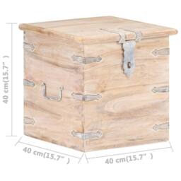 Berkfield Home Chest 40x40x40 cm Solid Acacia Wood in Light Brown - Size: 40 x 40 x 40 cm - thumbnail 8