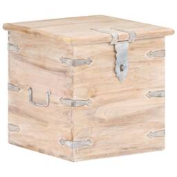 Berkfield Home Chest 40x40x40 cm Solid Acacia Wood in Light Brown - Size: 40 x 40 x 40 cm - thumbnail 2
