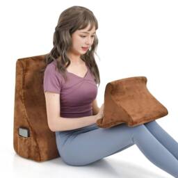 Kelvenix 4-in-1 Wedge Pillow Set Bed Soft Wedge Pillow in Brown - Size: Single