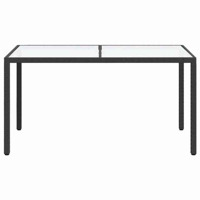 Berkfield Home Garden Table 150x90x75 cm Tempered Glass & Poly Rattan Black - Size: 150 x 90 x 75 cm - image 1