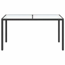 Berkfield Home Garden Table 150x90x75 cm Tempered Glass & Poly Rattan Black - Size: 150 x 90 x 75 cm - thumbnail 1