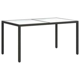 Berkfield Home Garden Table 150x90x75 cm Tempered Glass & Poly Rattan Black - Size: 150 x 90 x 75 cm - thumbnail 5