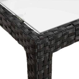 Berkfield Home Garden Table 150x90x75 cm Tempered Glass & Poly Rattan Black - Size: 150 x 90 x 75 cm - thumbnail 6