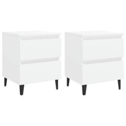 Berkfield Home Sturdy Bed Cabinets 2 pcs White 40x35x50 cm Engineered Wood - Size: 40 x 35 x 50 cm - thumbnail 3