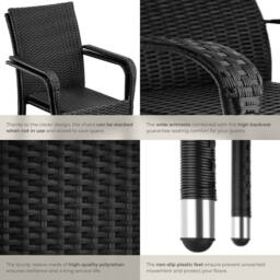 tectake Rattan Garden Chair Girona in Black - Size: 2 Seater - thumbnail 4