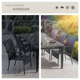 tectake Rattan Garden Chair Girona in Black - Size: 2 Seater - thumbnail 7