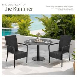 tectake Rattan Garden Chair Girona in Black - Size: 2 Seater - thumbnail 5