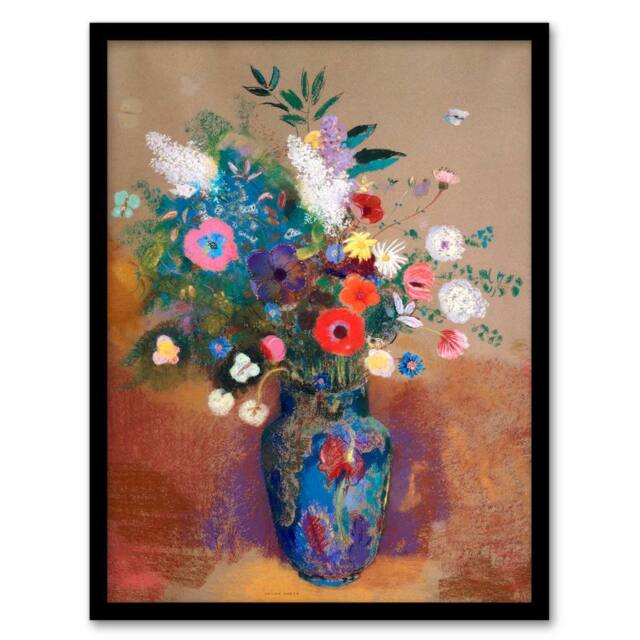 Artery8 Odilon Redon Framed Wall Art Print Bouquet of Flowers in a Vase - Size: A4 - image 1