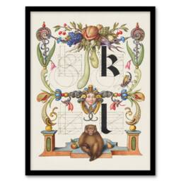 Artery8 Model Book of Calligraphy Framed Wall Art Pictorial Letter Guide K & l in White - Size: A4 - thumbnail 1