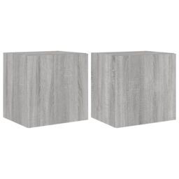 Berkfield Home TV Wall Cabinets with LED Lights 2 pcs Grey Sonoma 40.5x35x40 cm - thumbnail 2