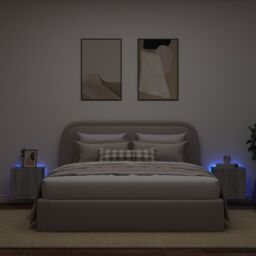 Berkfield Home TV Wall Cabinets with LED Lights 2 pcs Grey Sonoma 40.5x35x40 cm - thumbnail 3
