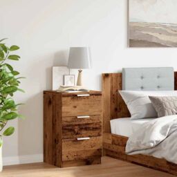 Berkfield Home Bedside Cabinet Old Wood 40x36x65 cm Engineered Wood in Brown - Size: 40 x 36 x 65 cm - thumbnail 3