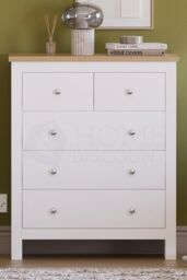 Home Discount Vida Designs Arlington 3+2 Drawer Chest Of Drawers Storage Bedroom Furniture in White - thumbnail 3