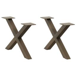 Berkfield Home Coffee Table Legs X-Shaped 2 pcs Natural Steel 60x(30-31) cm Steel in Brown - thumbnail 1