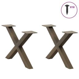 Berkfield Home Coffee Table Legs X-Shaped 2 pcs Natural Steel 60x(30-31) cm Steel in Brown - thumbnail 3