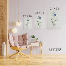 "Artery8 Blue Flower Canvas Wall Art Print Vintage Japanese Botanical in White - Size: W18"" x H24""" - thumbnail 4
