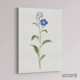 "Artery8 Blue Flower Canvas Wall Art Print Vintage Japanese Botanical in White - Size: W18"" x H24""" - thumbnail 2