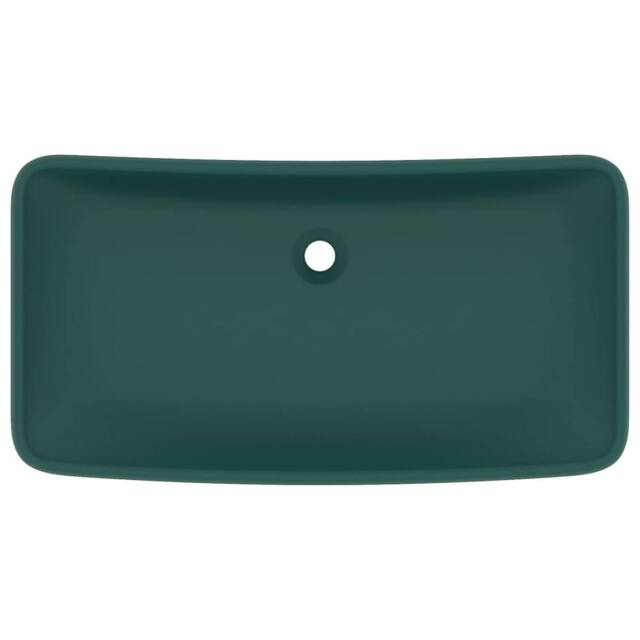 Berkfield Home Luxury Basin Rectangular Matt Dark Green 71x38 cm Ceramic - image 1