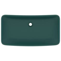 Berkfield Home Luxury Basin Rectangular Matt Dark Green 71x38 cm Ceramic - thumbnail 1