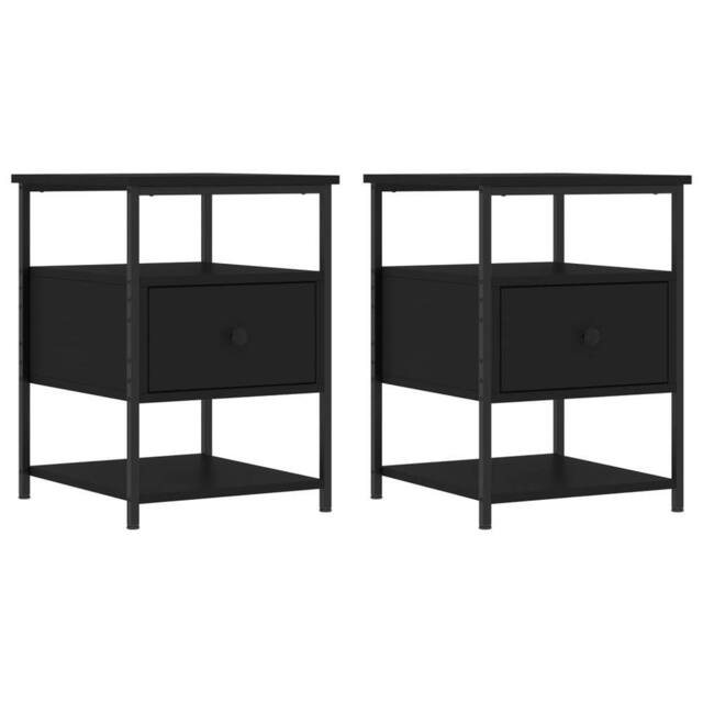 Berkfield Home Bedside Cabinets 2 pcs Black 40x42x56 cm Engineered Wood - Size: 40 x 42 x 56 cm - image 1