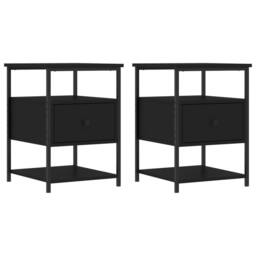 Berkfield Home Bedside Cabinets 2 pcs Black 40x42x56 cm Engineered Wood - Size: 40 x 42 x 56 cm - thumbnail 1