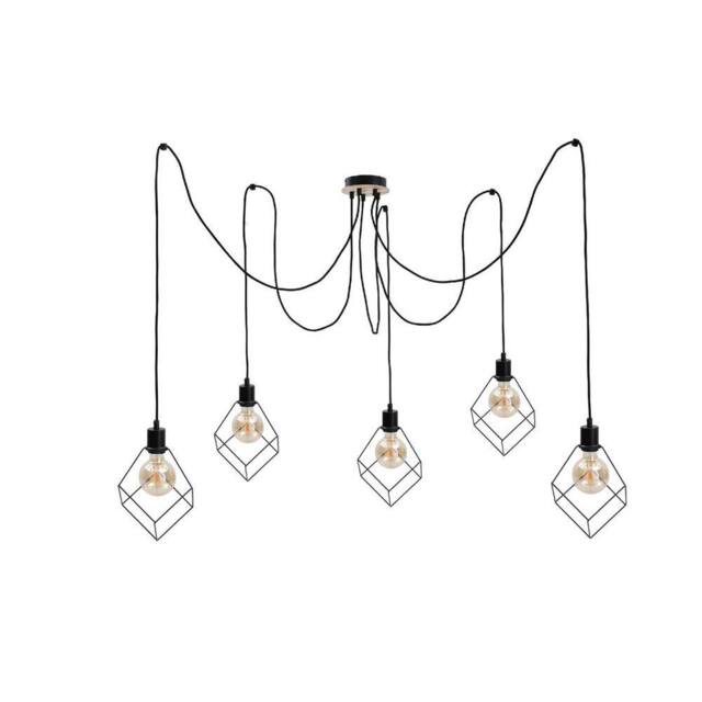 Netlighting Ruben Cluster Pendant Ceiling Light Wood 5x E27 in Brown