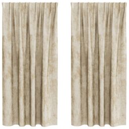 Berkfield Home Velvet Curtains 2 pcs with Eyelets Cream 175x140 cm - thumbnail 2
