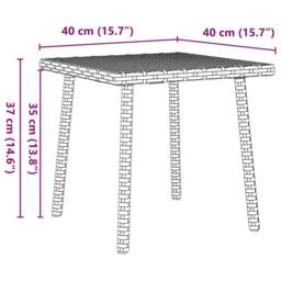 Berkfield Home Garden Coffee Table Rectangular Brown 40x40x37 cm Poly Rattan - Size: 40 x 40 x 37 cm - thumbnail 8