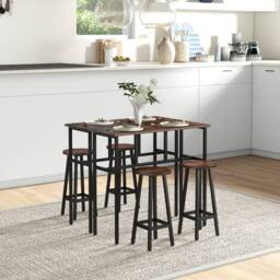 STILVORA Bar Table Set with steel frame in rustic brown - thumbnail 2