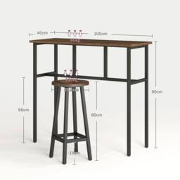 STILVORA Bar Table Set with steel frame in rustic brown - thumbnail 4