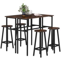 STILVORA Bar Table Set with steel frame in rustic brown - thumbnail 5