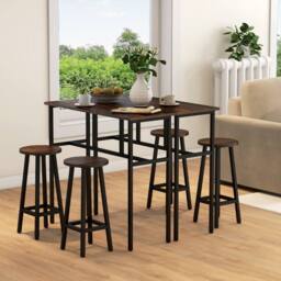 STILVORA Bar Table Set with steel frame in rustic brown - thumbnail 3